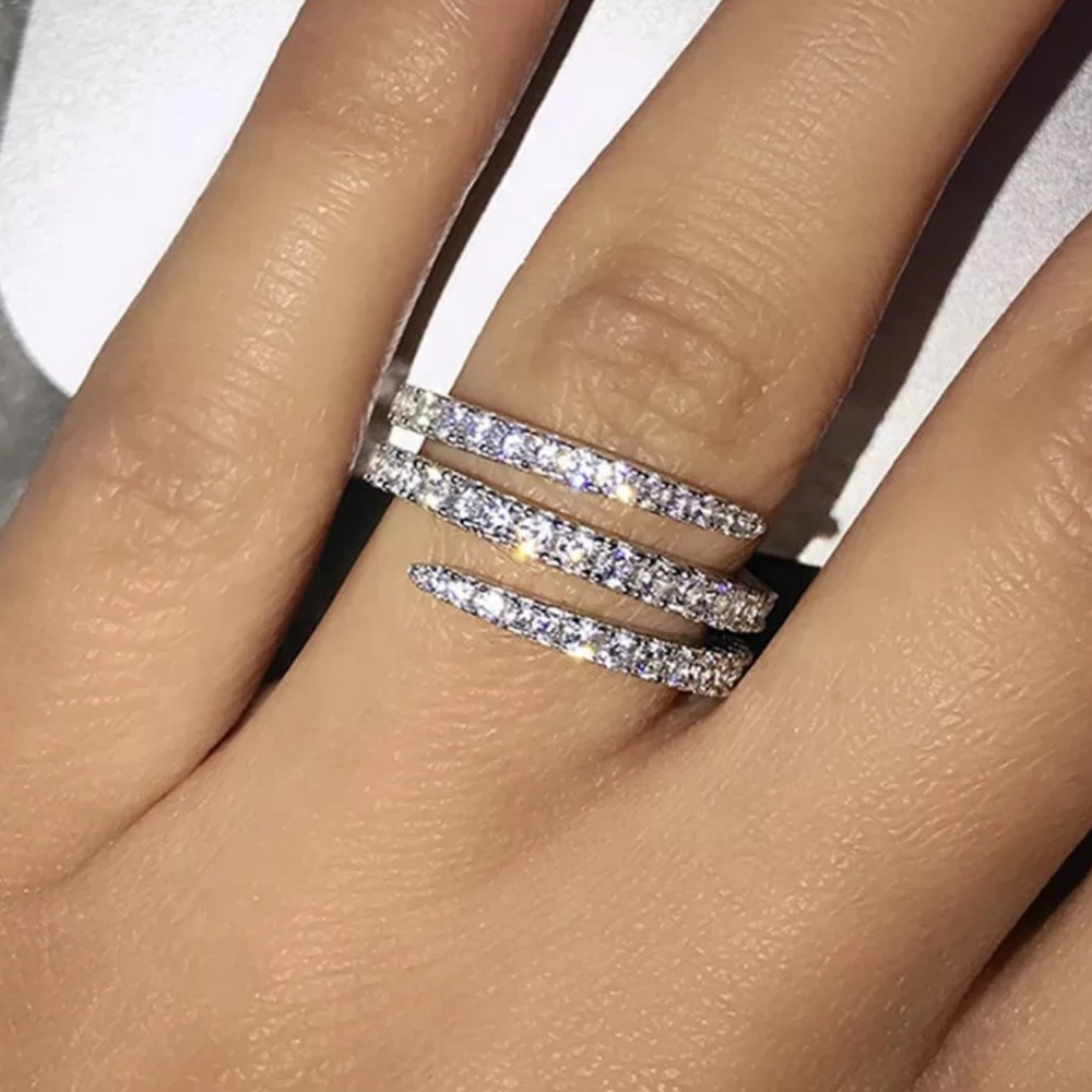 NEW 925 STERLING SILVER DIAMOND RING - Picture 2 of 5